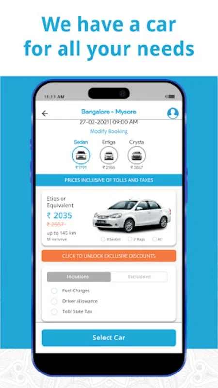 Savaari: Diverse Car Rentals for Android in India