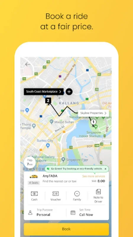 TADA for Android: Diverse Rides and Swift Service