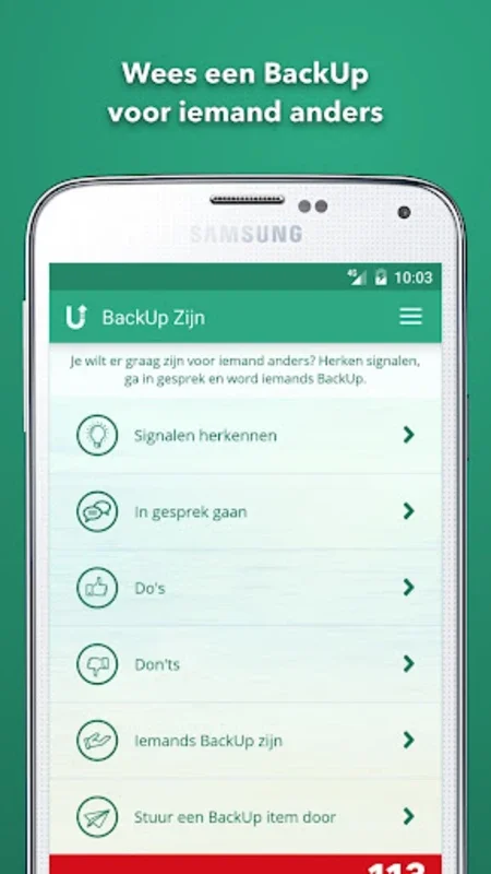 BackUp 113 Zelfmoordpreventie for Android: A Free Suicide Prevention Tool