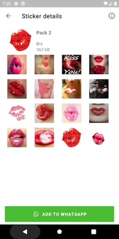 IKiss Love Stickers - Free for Android on WhatsApp - No Downloading Needed