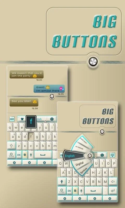 Big Buttons Keyboard for Android - Aesthetic and Multilingual