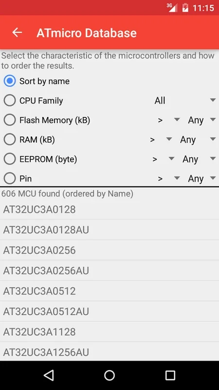 ATmicro Database for Android - Explore Atmel Microcontrollers