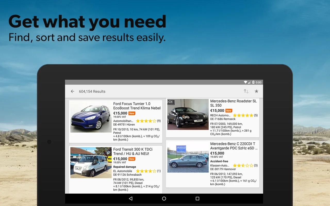 mobile.de for Android - Find Vehicles in Germany