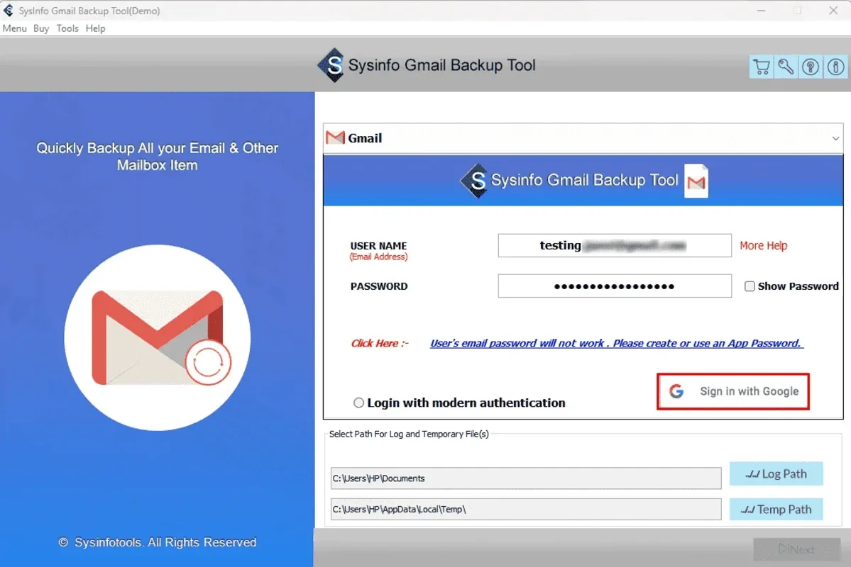 Gmail Email Backup Tool for Windows - Secure Backup Solution