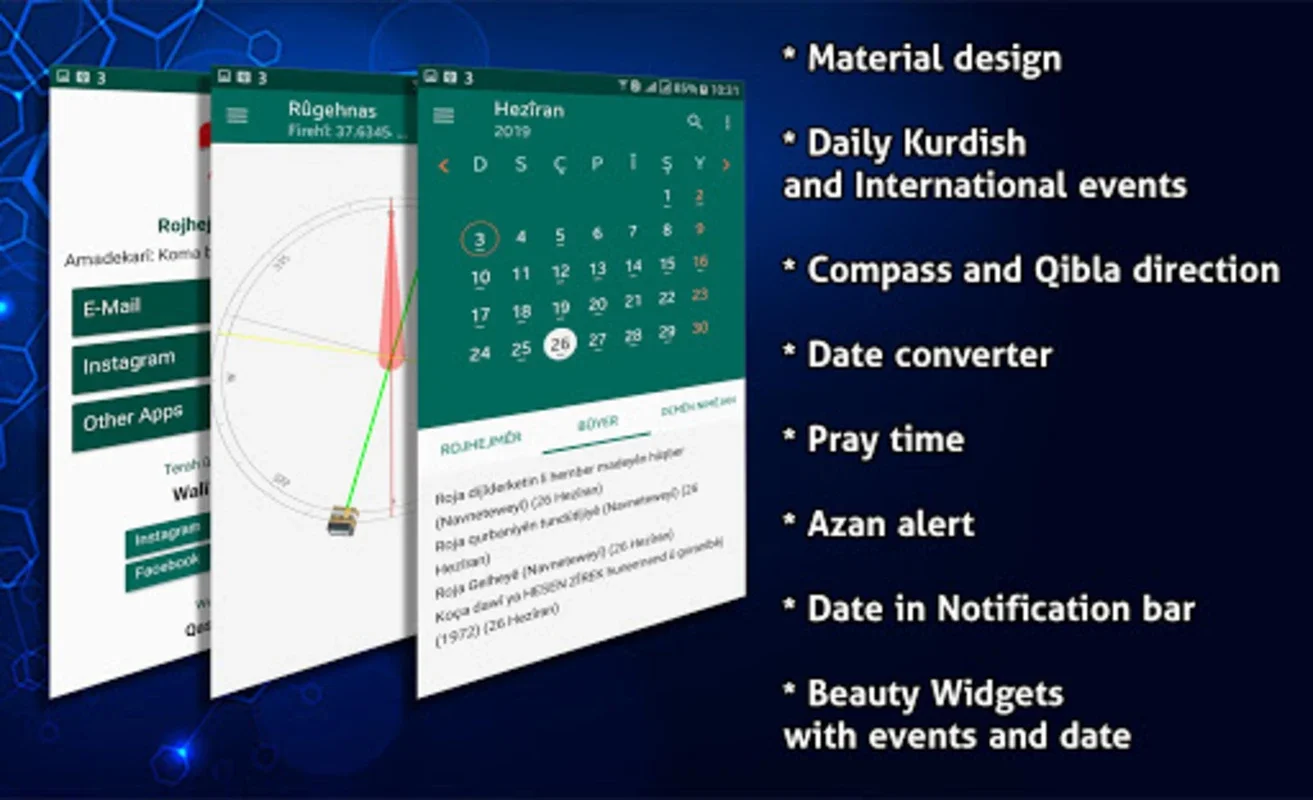 Rojhejmêra Kurdî for Android - Feature-Rich Calendar App