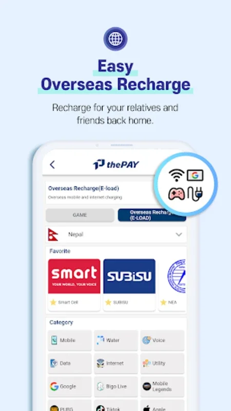 thePAY-All in one Recharge App for Android - Convenient for Expats