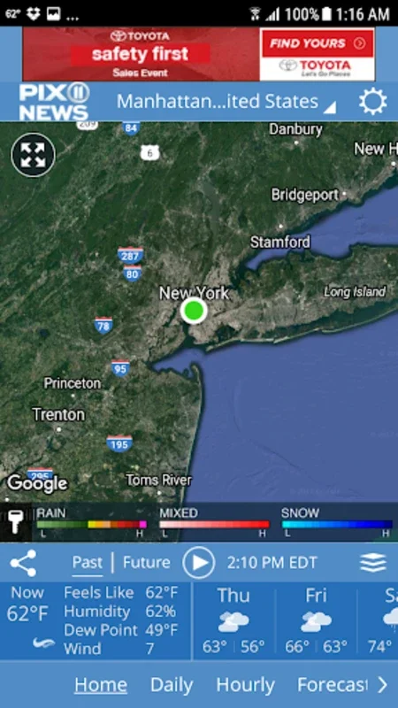 PIX11 NY Weather for Android - Precise Local Forecasts