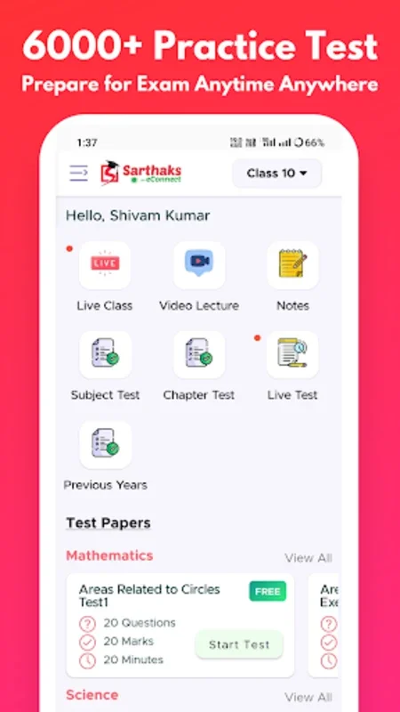 Sarthaks eConnect for Android - Comprehensive Test Prep App