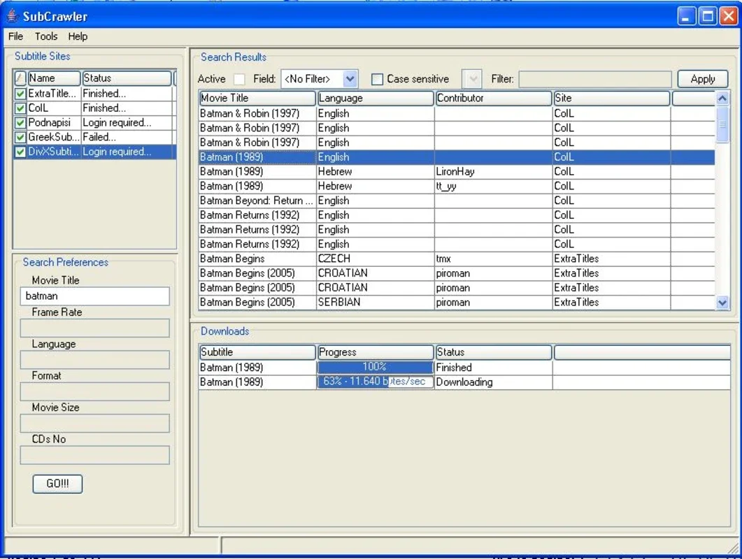 SubCrawler for Windows - Simplify Subtitle Searching