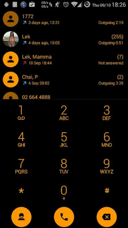 ExDialer Flat BlackOrange Theme for Android - Sleek Interface