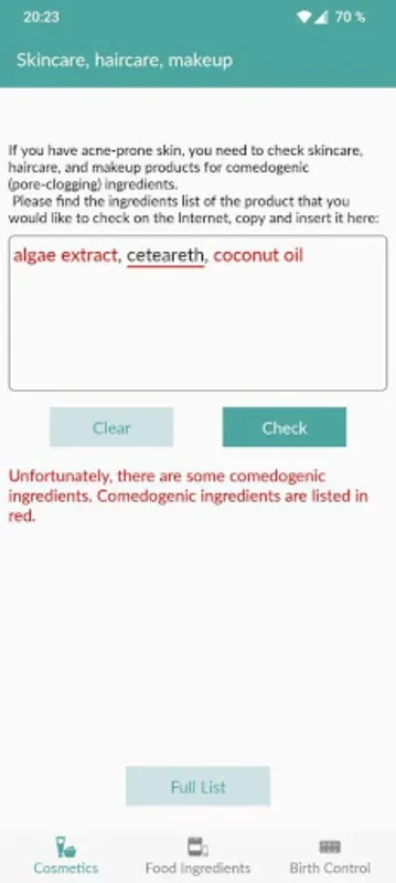 Acne Safe for Android - Identify Pore-Clogging Ingredients