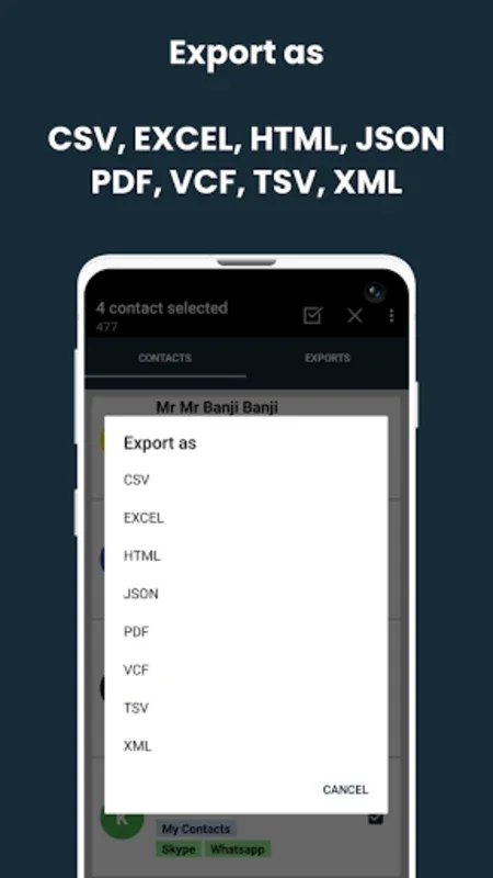 Export contacts for Android - Manage and Export with Ease