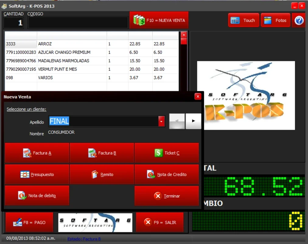 Facturación Kioscos POS 2014 for Windows: Streamlined Invoicing