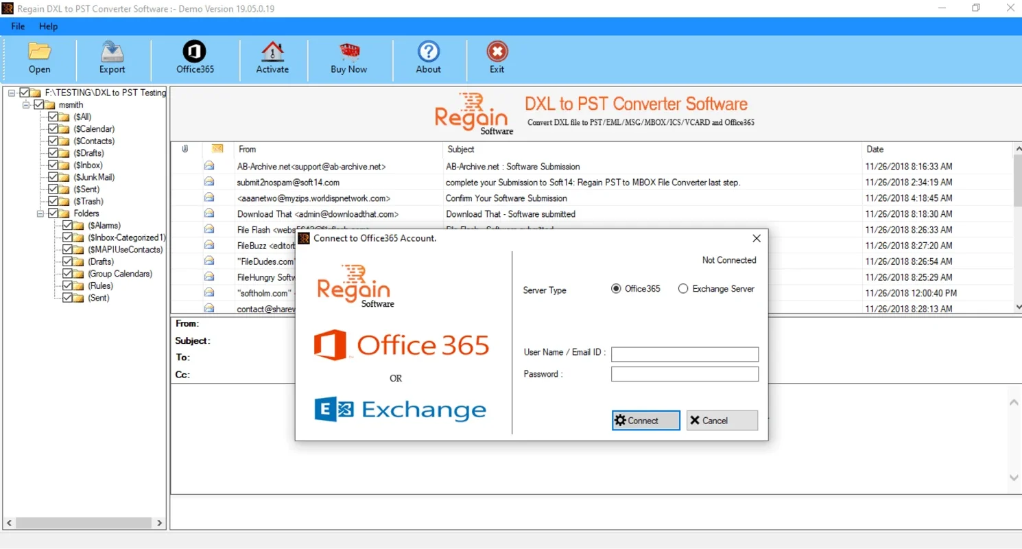 Regain DXL to PST Converter for Windows - Efficient Conversion Tool