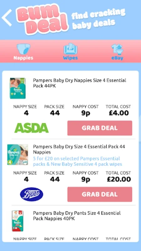 BumDeal for Android - Find the Best Nappy Deals