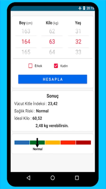 İdeal Kilo Hesaplama for Android - Calculate BMI Easily