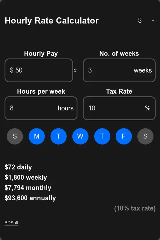 Hourly Rate Calculator for Windows - Free Download