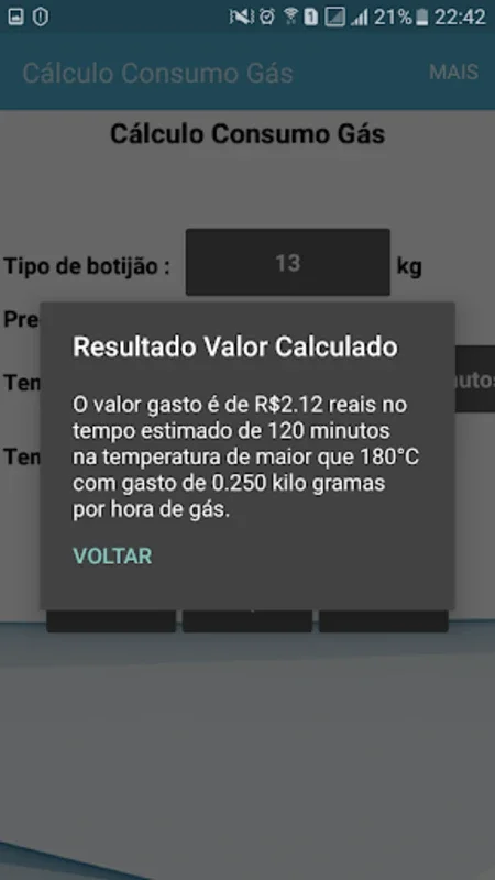 Cálculo de Consumo Gás for Android: Optimize Cooking Costs