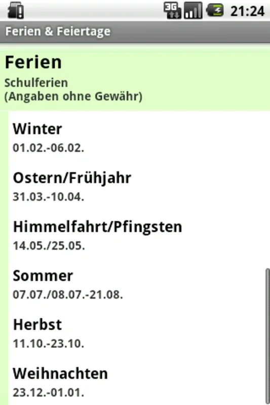 Ferien & Feiertage for Android - Plan German Holidays