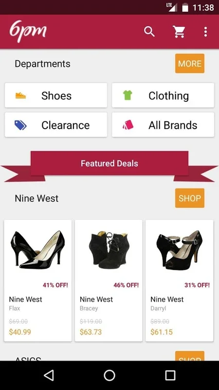 6PM for Android - Unbeatable Fashion Deals