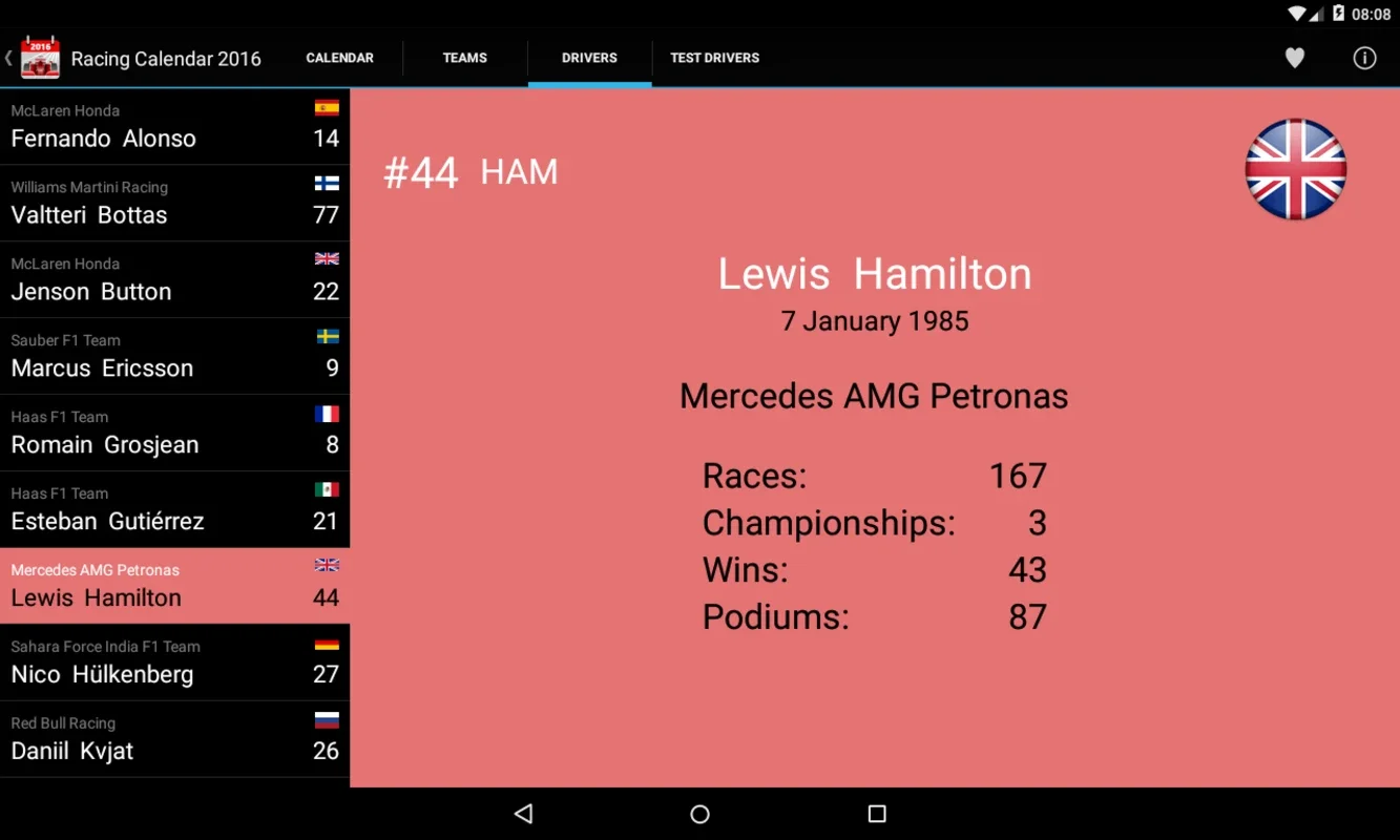 Racing Calendar 2023 for Android - Track Formula 1 Races