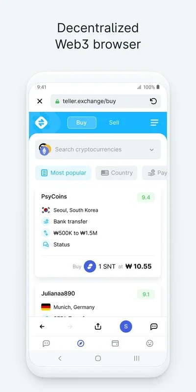 Status for Android - Manage Cryptos and Chat Securely