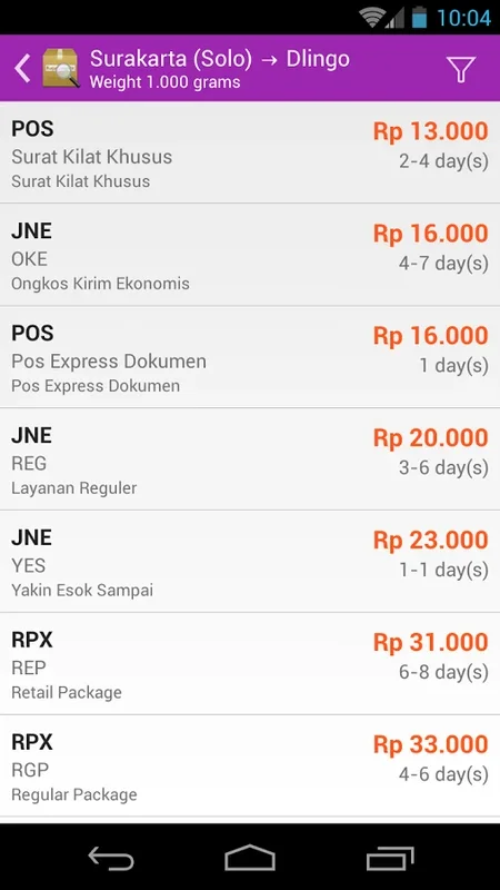 RajaOngkir for Android - Efficient Shipping Cost Checker