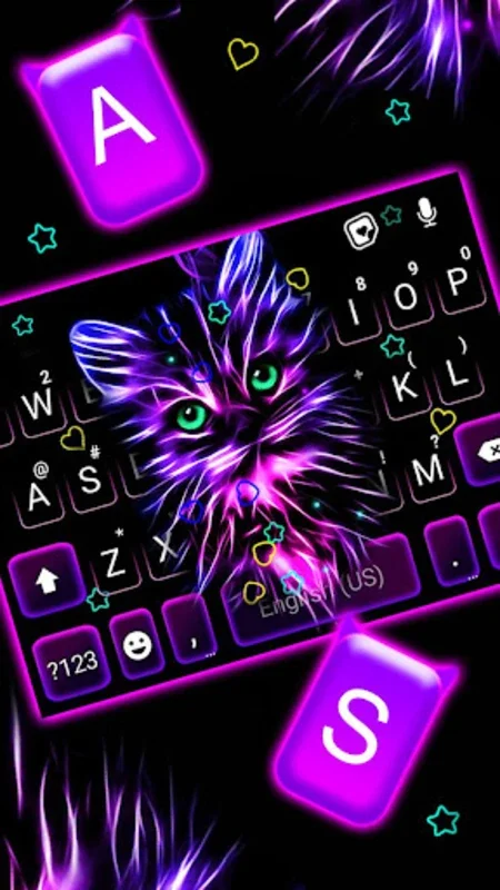 Purple Neon Cat Keyboard Theme for Android: Enhance Typing