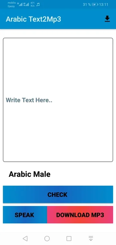 Arabic Text2Mp3 for Android - Convert Text to MP3