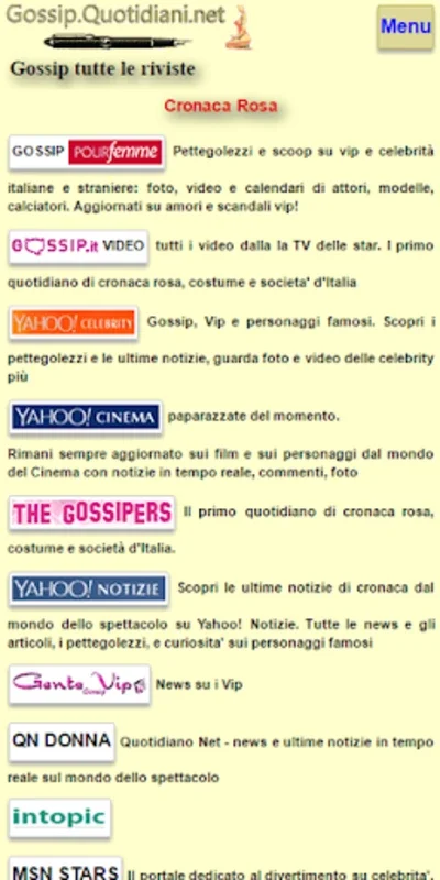 Gossip Quotidiani for Android: Aggregating Italian Celebrity News