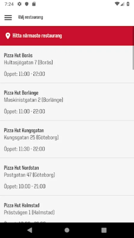 Pizza Hut Sverige for Android - Swift Food Ordering