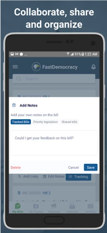 FastDemocracy - Bill Tracker for Android: Empowering Legislative Monitoring