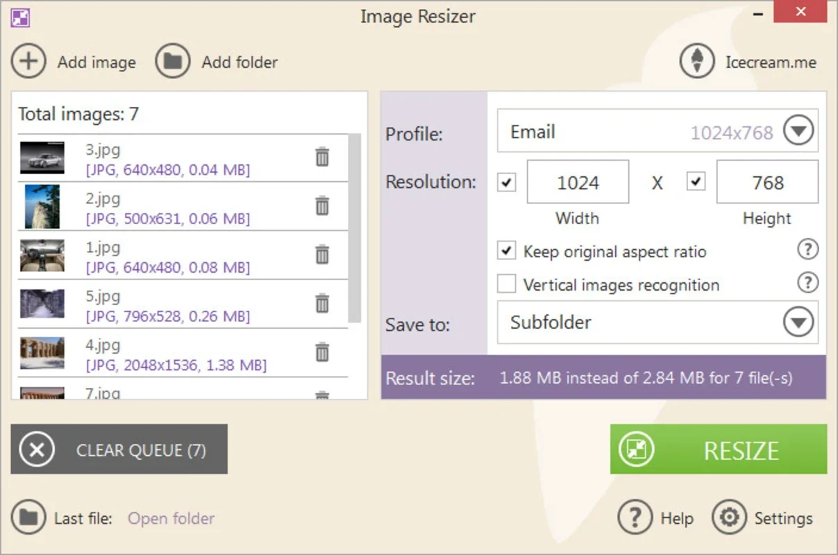 IceCream Image Resizer for Windows - Effortless Image Resizing