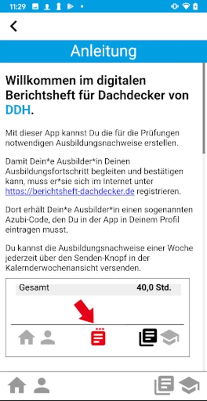 Berichtsheft DD/H for Android - Official Platform for Roofing Apprentices