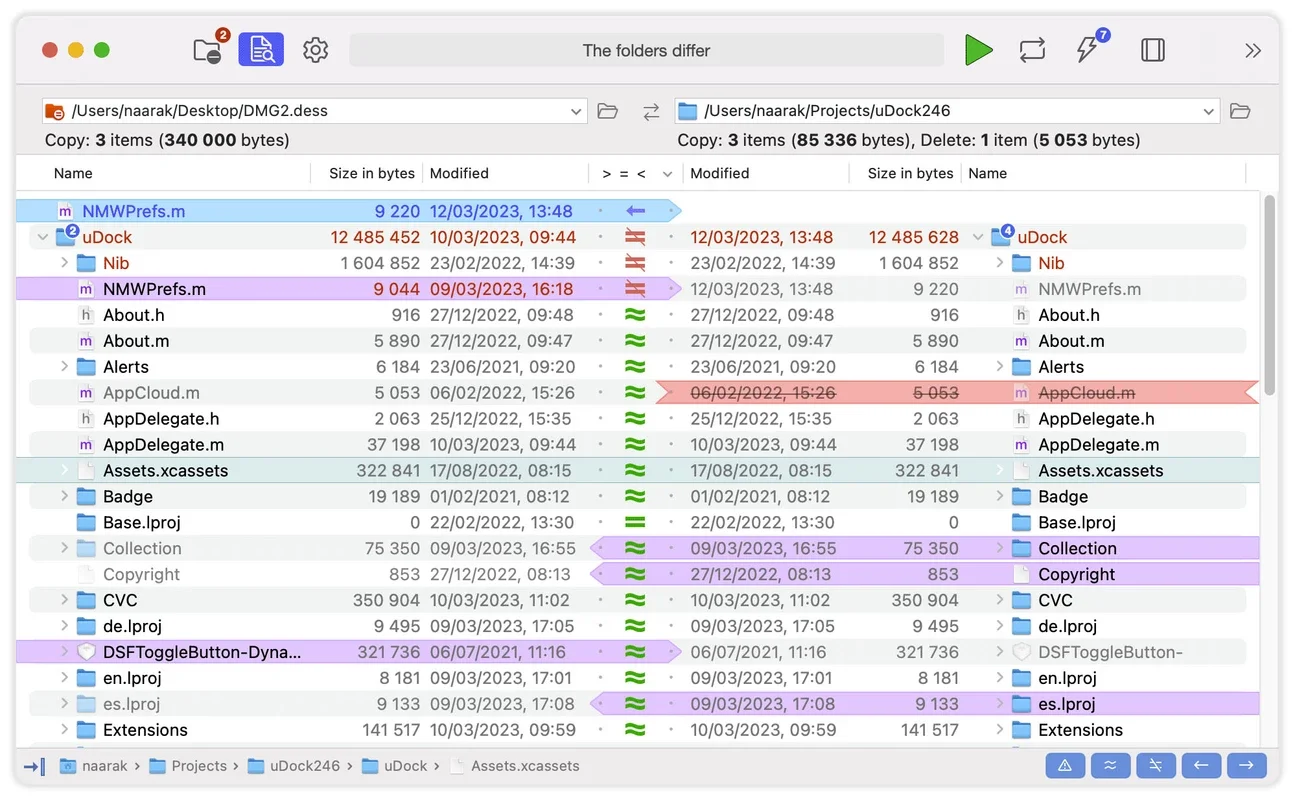 DirEqual for Mac - Advanced Directory Comparison