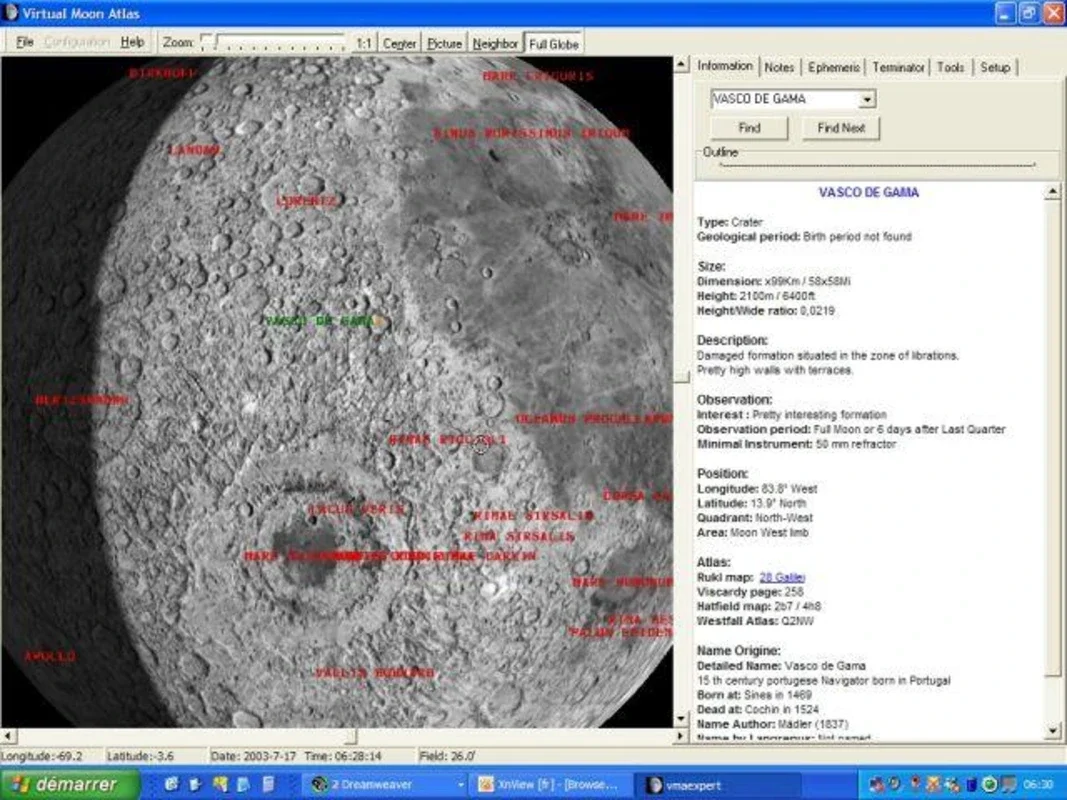 Virtual Moon Atlas for Windows - Free Exploration of the Moon