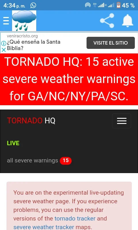 Alertas de tormentas y tiempo severo en vivo for Android: Stay Prepared