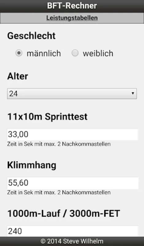 BFT-Rechner for Android - Evaluate and Improve Fitness