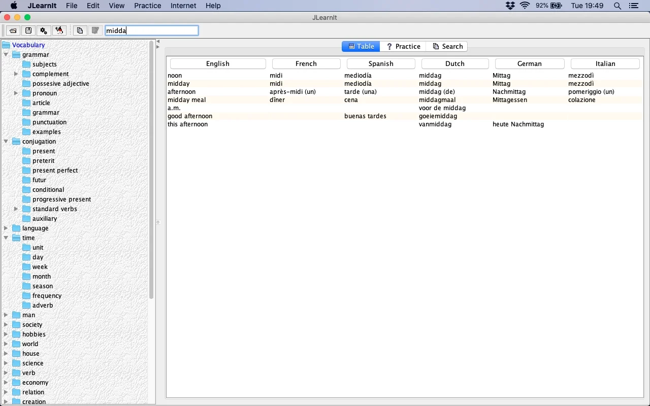 JLearnIt for Mac - A Free Multilingual Dictionary