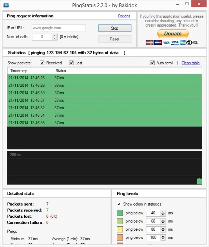 PingStatus for Windows - Monitor Your Internet Connection