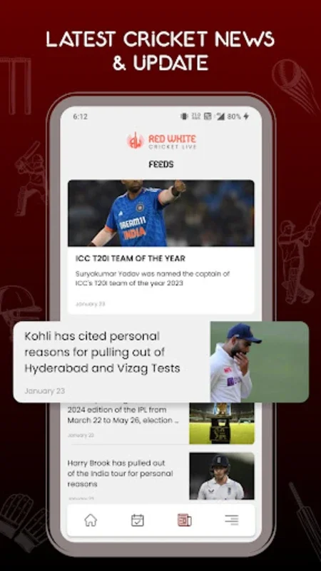 RedWhite Cricket Live for Android - Unbeatable Cricket Updates