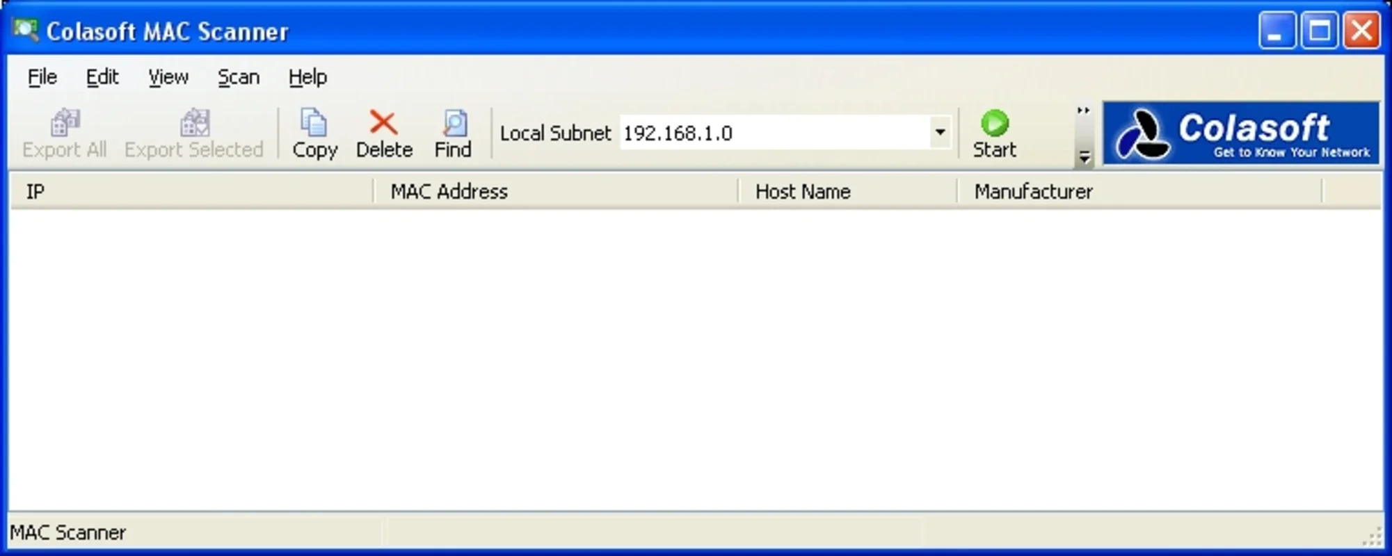 Colasoft MAC Scanner for Windows - Efficient Network Address Scanning