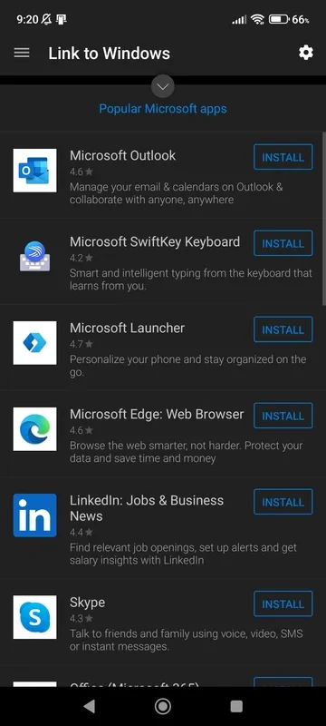 Link to Windows for Android: Manage Microsoft Apps