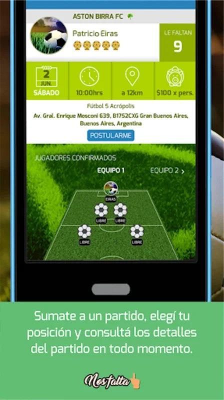 Nos Falta 1 for Android - Streamline Football Organization