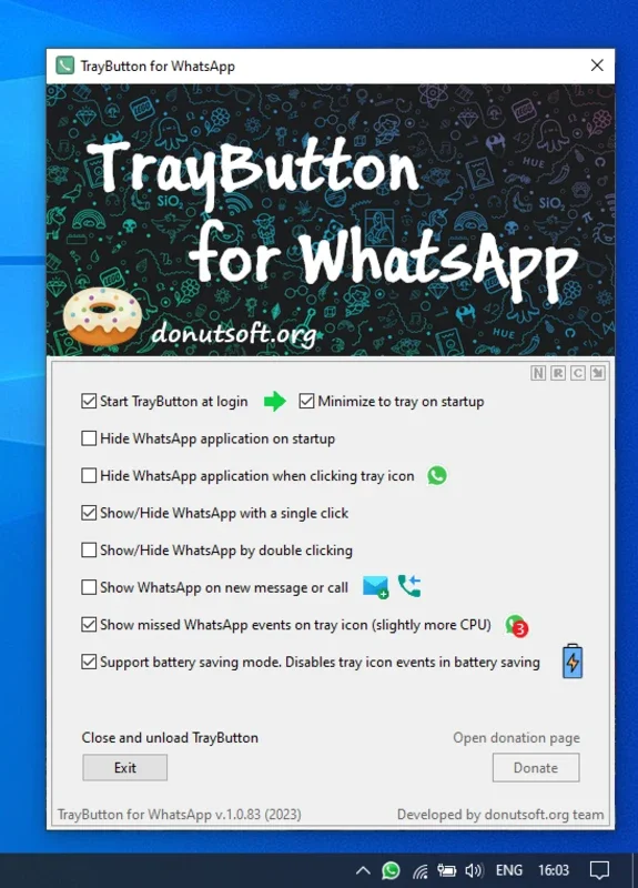 TrayButton for WhatsApp for Windows - Free and Convenient