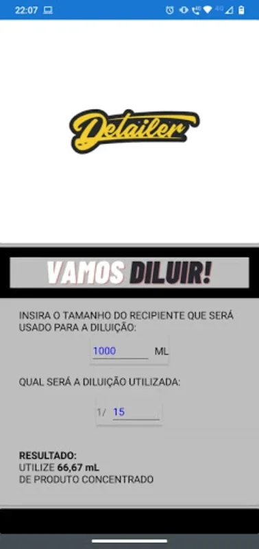 Detailer - Calculadora de dilu for Android: Simplify Auto Detailing