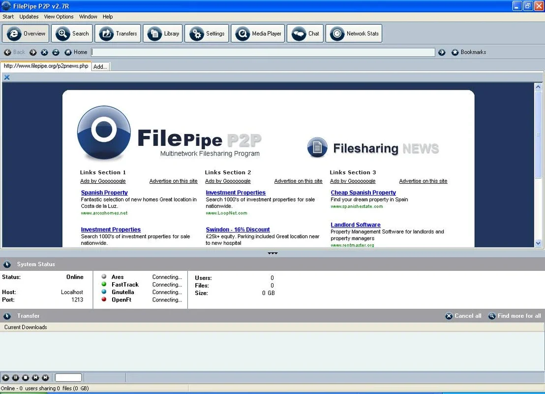 FilePipe P2P for Windows - Access Global Multimedia Files