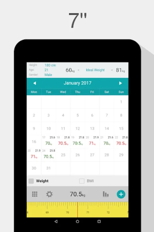 Weight Calendar for Android: Track Weight and BMI