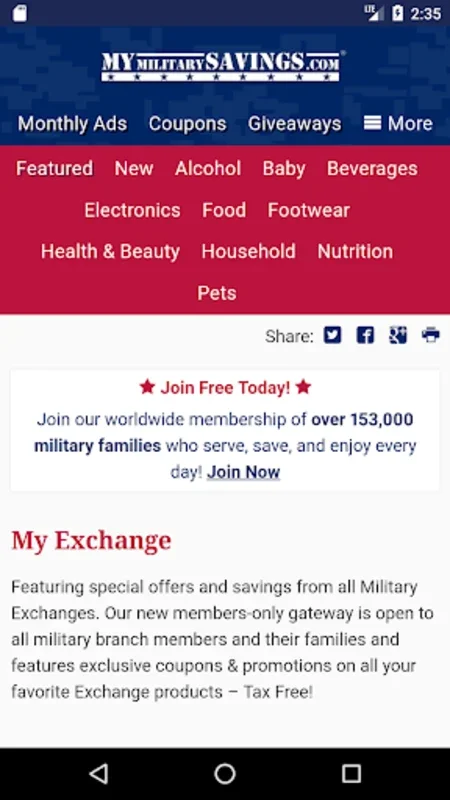 My Military Savings for Android - Maximize Savings at Commissaries