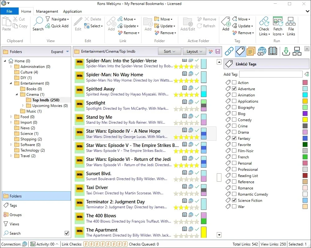 Rons WebLynx for Windows - Organize Your Bookmarks Easily